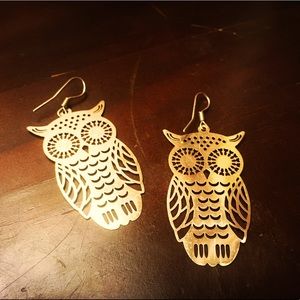 Gold Owl Earrings
